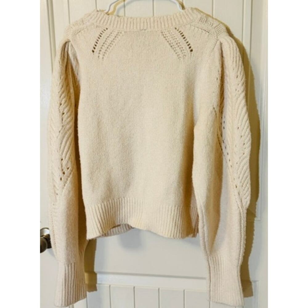 Anthropologie Pointelle Scalloped Cardigan Sweater M - Picture 6 of 10
